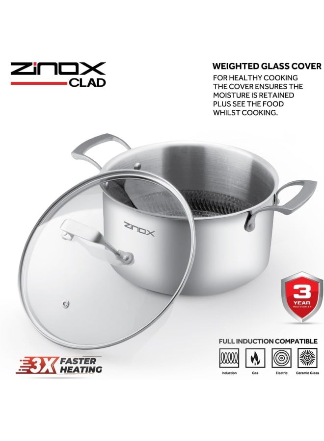 Zinox Clad pot With Glass Lid size 18 - Image 2