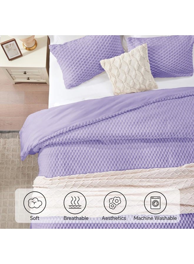 BEDELITE Fluffy Queen Comforter Set - Light Purple Fleece Soft Comforter for Queen Size Bed, Luxury Warm Bedding Set for Winter, Fuzzy Bed Set 3 Pieces (1 Comforter, 2 Pillowcases) - Image 3