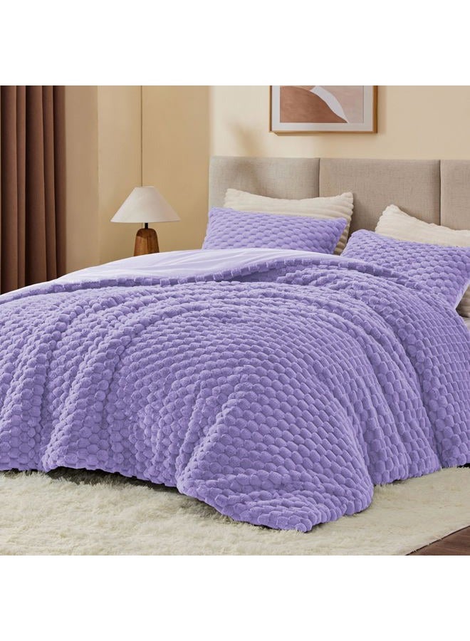 BEDELITE Fluffy Queen Comforter Set - Light Purple Fleece Soft Comforter for Queen Size Bed, Luxury Warm Bedding Set for Winter, Fuzzy Bed Set 3 Pieces (1 Comforter, 2 Pillowcases) - Image 1