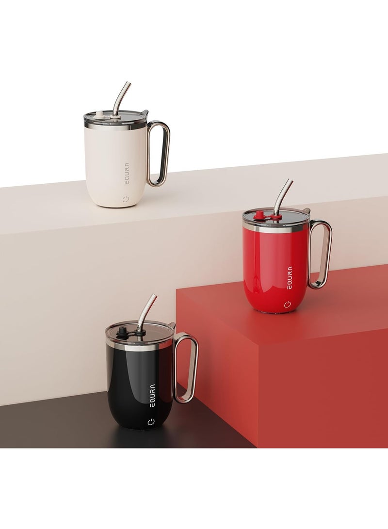 معادلة كوب قهوة ذكي بخاصية التحريك الذاتي مع شاشة عرض حرارة LED ومقبض من الستانلس ستيل وغطاء مانع للتسرب | كوب خلط مغناطيسي أوتوماتيكي مع شفاط للشرب | كوب قهوة كهربائي قابل للشحن مثالي للقهوة، الشاي، الشوكولاتة الساخنة ومشروبات البروتين | سعة 368 مل، يعمل بلمسة زر واحدة، تصميم أنيق مريح ومحمول للاستخدام في المكتب أو المنزل أو أثناء السفر | كوب حديث بتحريك ذاتي للمشروبات الساخنة والباردة - Image 4