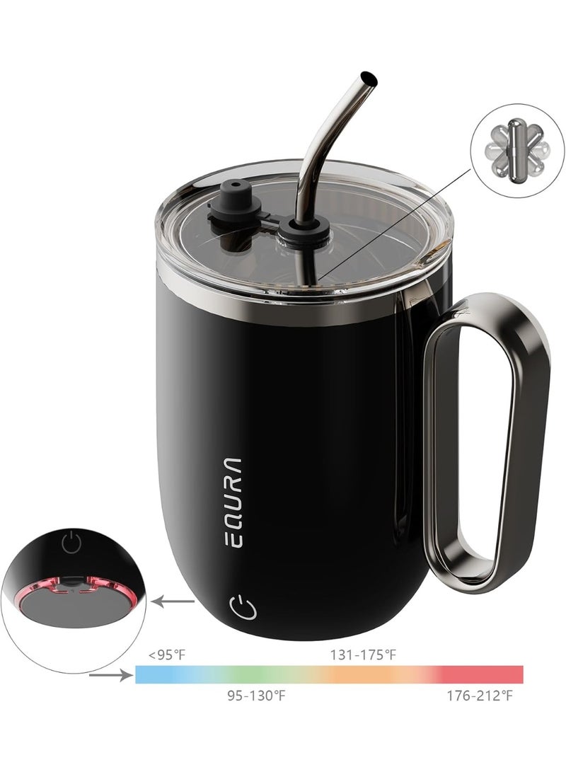 معادلة كوب قهوة ذكي بخاصية التحريك الذاتي مع شاشة عرض حرارة LED ومقبض من الستانلس ستيل وغطاء مانع للتسرب | كوب خلط مغناطيسي أوتوماتيكي مع شفاط للشرب | كوب قهوة كهربائي قابل للشحن مثالي للقهوة، الشاي، الشوكولاتة الساخنة ومشروبات البروتين | سعة 368 مل، يعمل بلمسة زر واحدة، تصميم أنيق مريح ومحمول للاستخدام في المكتب أو المنزل أو أثناء السفر | كوب حديث بتحريك ذاتي للمشروبات الساخنة والباردة - Image 2