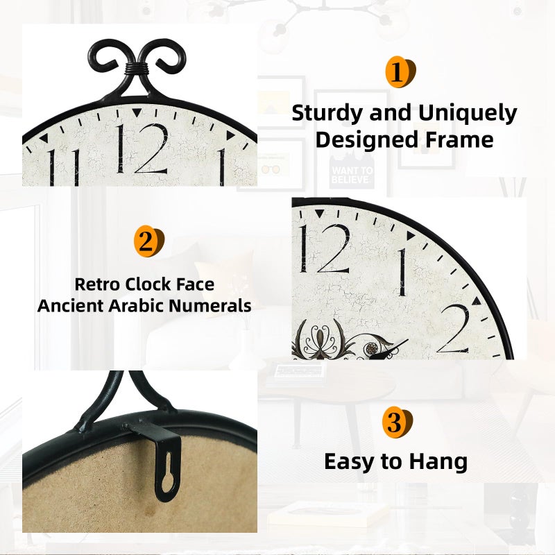 JUMBO DECOR 30 Inch Wall Clock for Living Room, Extra Large Farmhouse Wall Clock, Wrought Iron Frame with Warm Gray Finish, Silent Battery Operated Clocks for Living Room, Kitchen, Home Decor - Image 3