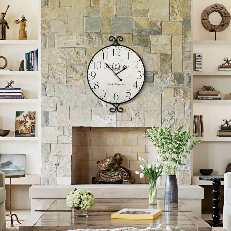 JUMBO DECOR 30 Inch Wall Clock for Living Room, Extra Large Farmhouse Wall Clock, Wrought Iron Frame with Warm Gray Finish, Silent Battery Operated Clocks for Living Room, Kitchen, Home Decor - Image 4