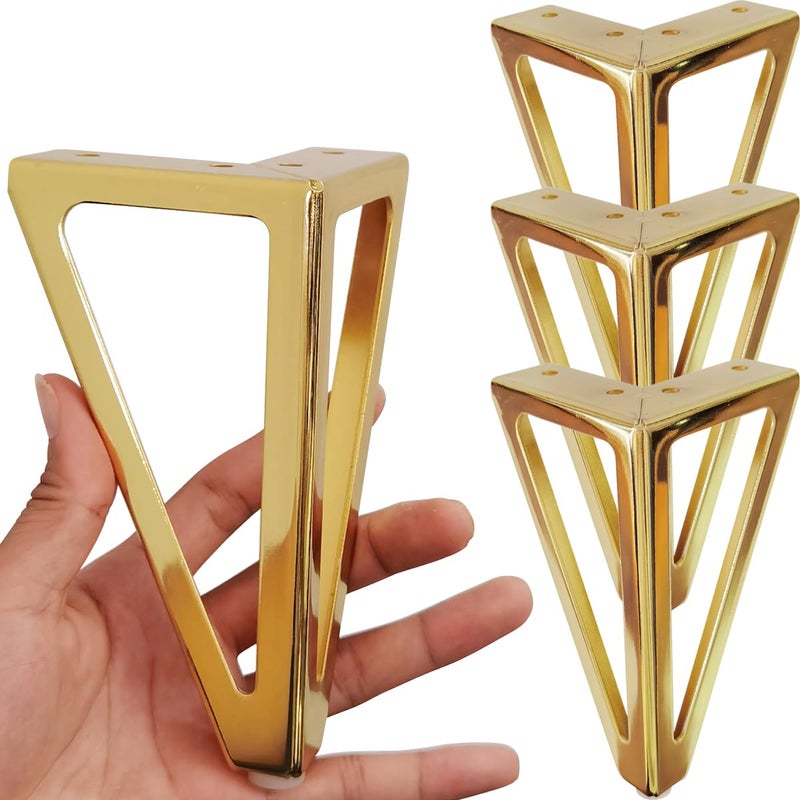 Hyever 6 Inch Gold Furniture Legs Heavy Duty Metal Furniture Feet Golden SofaCabinetTable Legs 4Pcs 6 Inch Cabinet Legs Set of 4Couch Feet Replacement for Dresser Gold