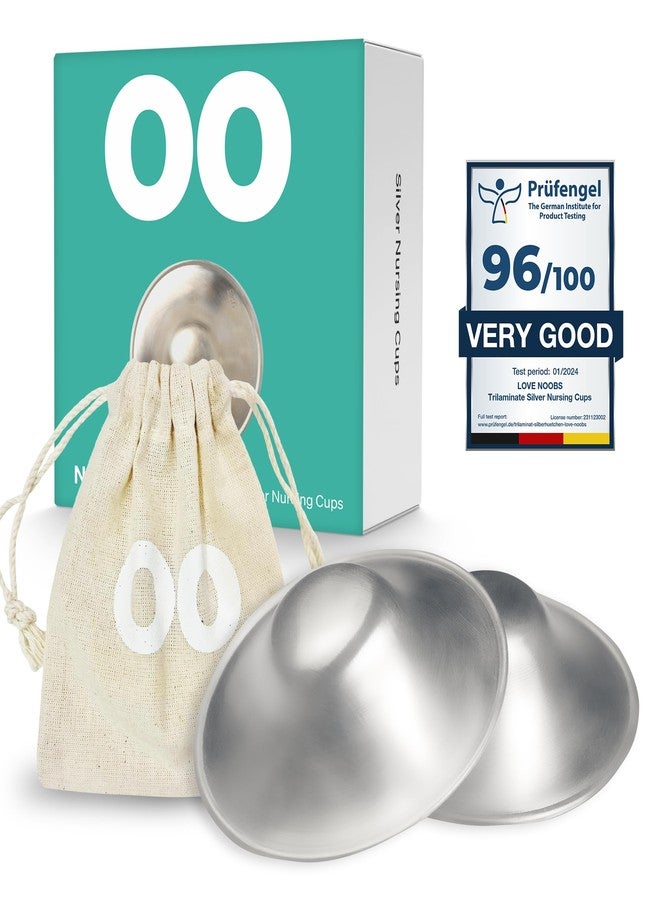 Love Noobs The Original Silver Nursing Cups by LoveNoobs, Nipple Shields for Breastfeeding Newborn, 999 Grade Silver Nipple Covers Breastfeeding, Regular Size - Image 1