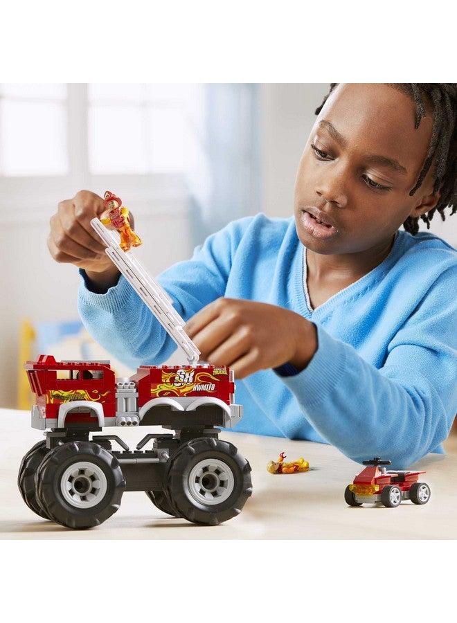 Mega Brands MEGA Hot Wheels Monster Trucks Toy Car Building Set, HW 5-Alaram Fire Truck with 284 Pieces, 1 Micro Action Figure Driver, Red, Kids Age 5+ Years - Image 2