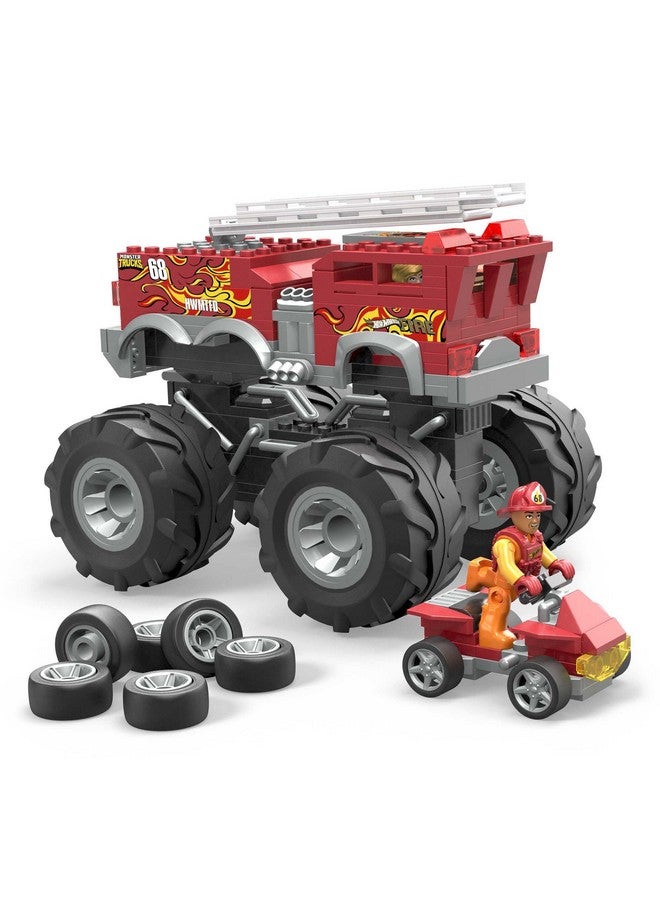 Mega Brands MEGA Hot Wheels Monster Trucks Toy Car Building Set, HW 5-Alaram Fire Truck with 284 Pieces, 1 Micro Action Figure Driver, Red, Kids Age 5+ Years - Image 1