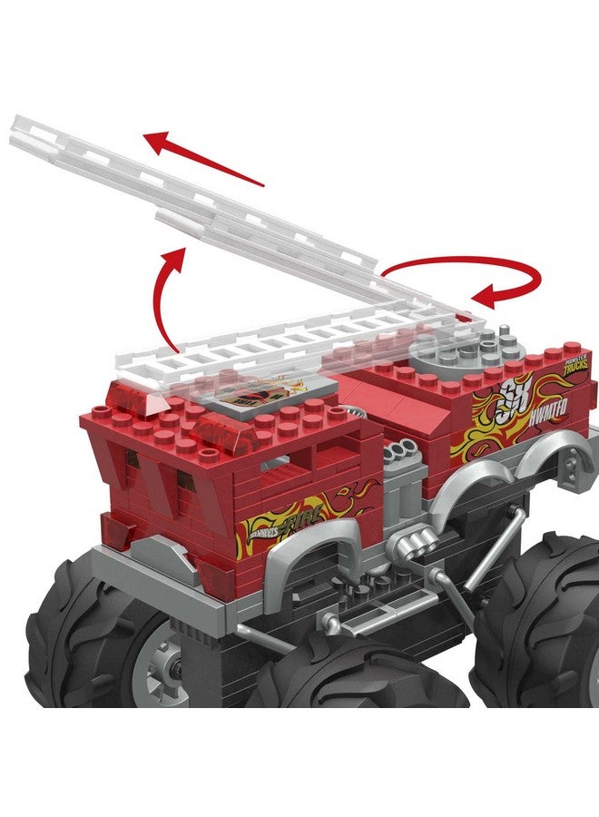 Mega Brands MEGA Hot Wheels Monster Trucks Toy Car Building Set, HW 5-Alaram Fire Truck with 284 Pieces, 1 Micro Action Figure Driver, Red, Kids Age 5+ Years - Image 4