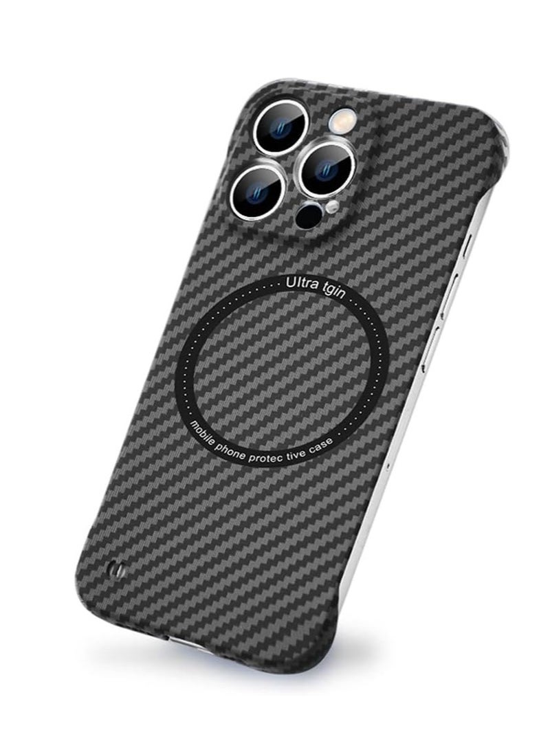 اووكاي جراب لهاتف iPhone 16 Pro، مصنوع من ألياف الكربون ومتوافق مع Magsafe، جراب واقٍ صلب للغاية بدون حواف ومضاد للصدمات بدرجة عسكرية (أسود) - Image 1