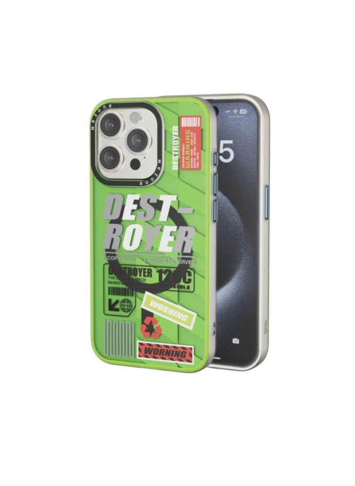 Mezone Destroyer iPhone 15 MagSafe Case, Shockproof & Reinforced Corners With Airguard, Strong Magnetic Lock, Anti-Yellowing & Detachable Metal Button, Yellow Green  - Image 1