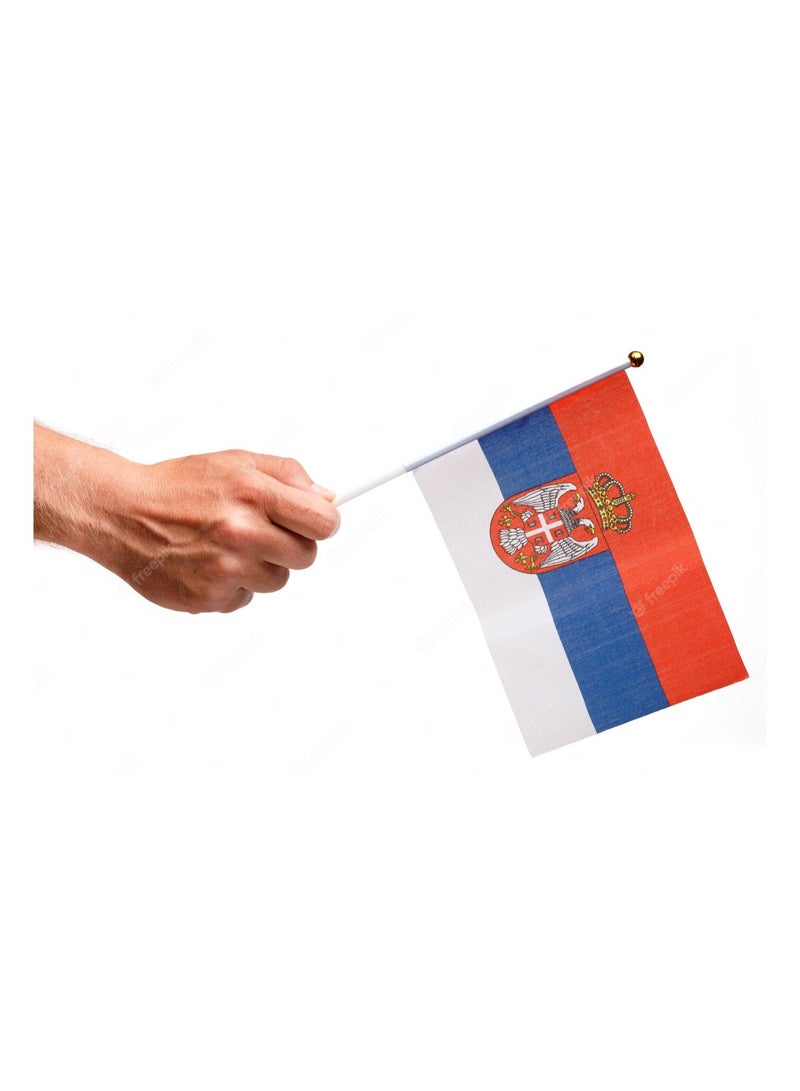 General Flag of Serbia, Serbian Flag A5 Size, Pack Of 5 Pieces.  - Image 1