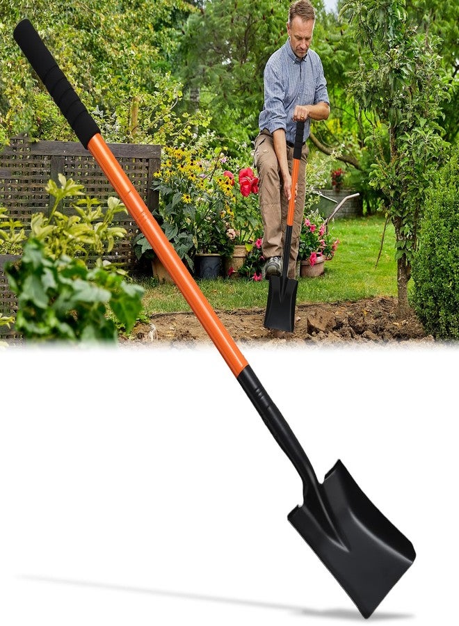 ABtool Small Garden Shovels for Digging,Square Spade Shovel Beach Shovels for Kids with 43.3in Handle,Heavy Duty Portable Metal Shovel for Gardening Camping Trenching Digging Landscaping,Off-Road,Orange - Image 1