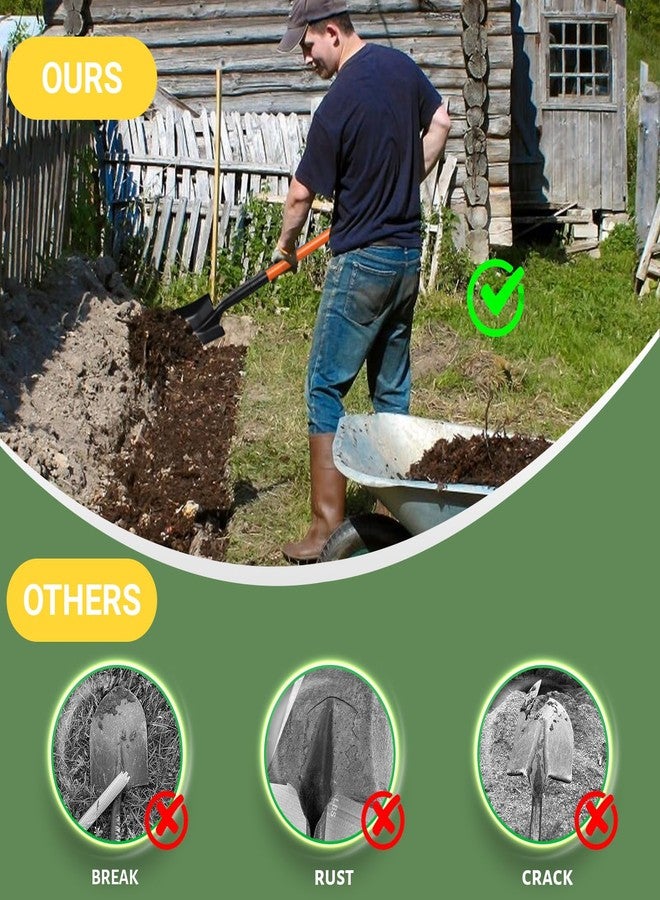 ABtool Small Garden Shovels for Digging,Square Spade Shovel Beach Shovels for Kids with 43.3in Handle,Heavy Duty Portable Metal Shovel for Gardening Camping Trenching Digging Landscaping,Off-Road,Orange - Image 5
