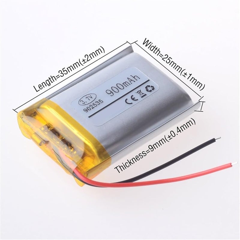 بطارية ليثيوم أيون 3.7 فولت 900 مللي أمبير في الساعة، قطعة واحدة، لسيارات التحكم عن بُعد والطائرات بدون طيار والألعاب - Image 3