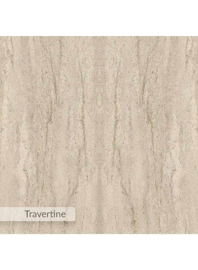 Mourah Home Nesting Coffee Table Set, Travertine Style, Minimalist Living Room Center Table Round Shape, 2 Piece Set, 70x50x110 CM (Travertine Beige) - Image 5