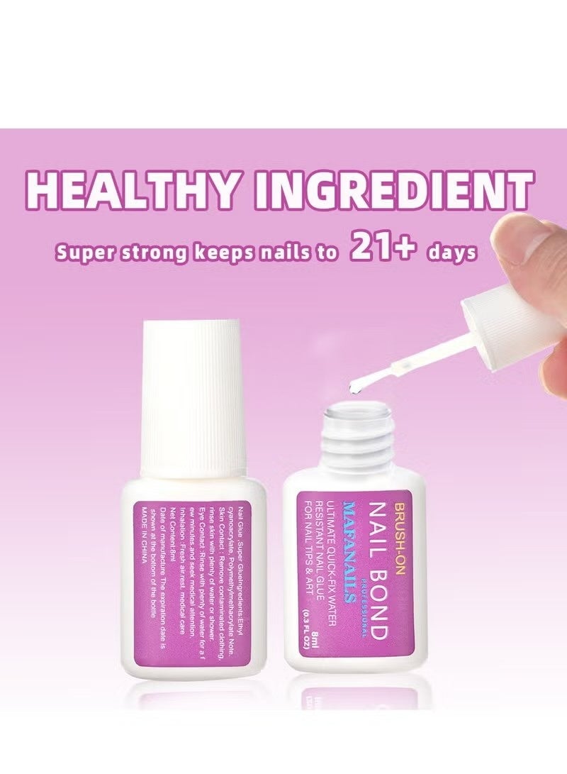 Super Strong Nail Glue For Nail Tips, Acrylic Nails and Press On Nails (8ml) NYK1 Nail Bond Brush On Nail Glue For Press On Nails Long Lasting Nail Glue For Acrylic Nails Fake Nails Tips - Image 3