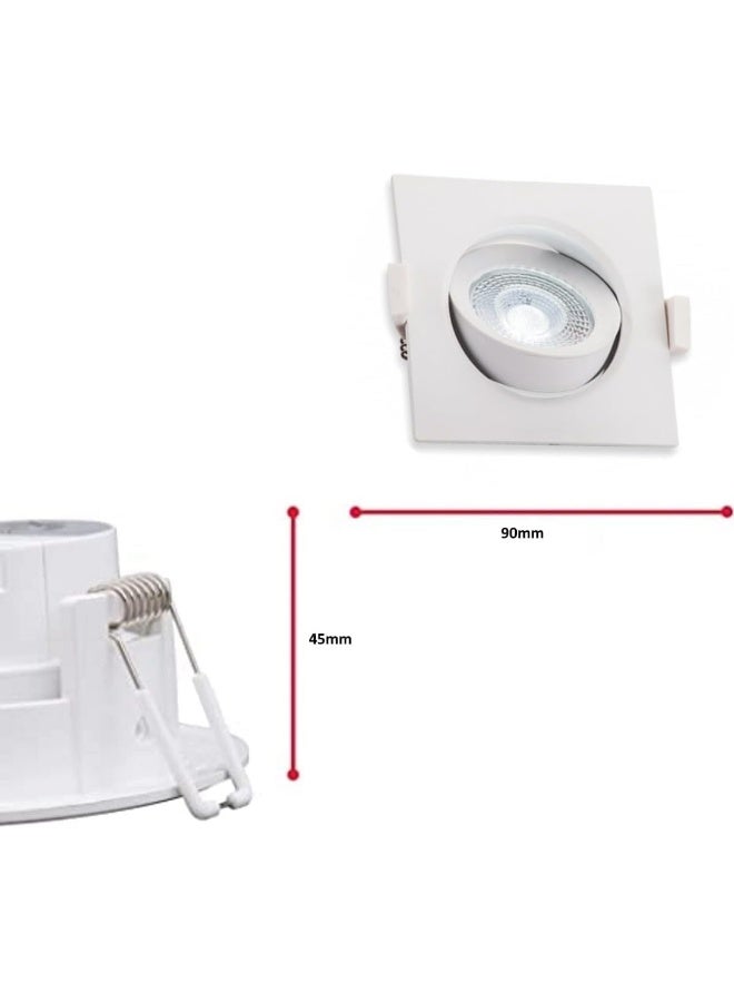 Melfi Adjustable Square Led Downlight 7W 240Vac -White Ceiling Spotlight Ip40 Rated | For Indoor Home And Office Use (6000K Daylight) - Image 4