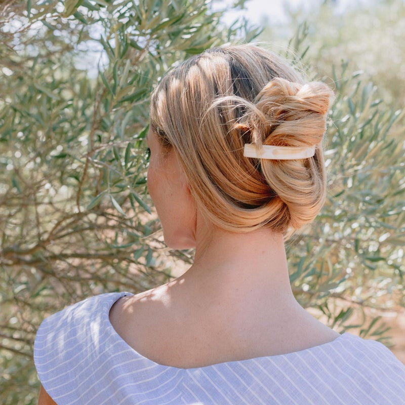 France Luxe Narrow Rectangle Volume Barrette, Ivory Tokyo - Image 2