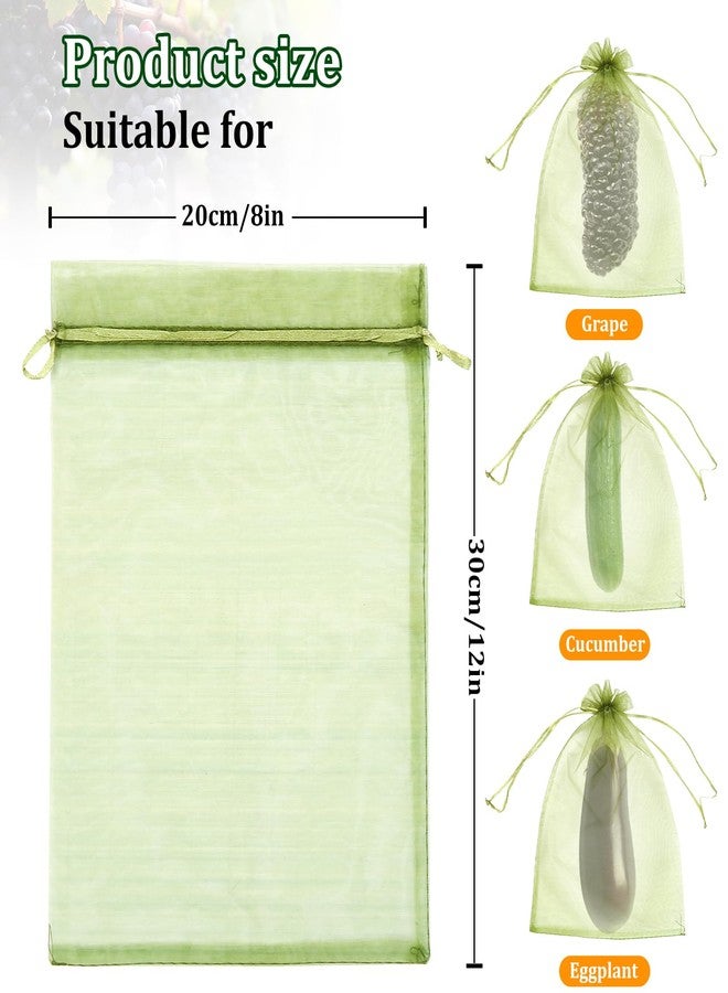 FloraSea 50 PCS 8X12 inches Fruit Protection Bags,Fruit Bags for Fruit Trees,Fruit Bags Protection,Green Netting Fruit Cover Bags Drawstring Mesh Fruit Protectors Pest Barrier for Fruit Trees Veggies Garden - Image 2