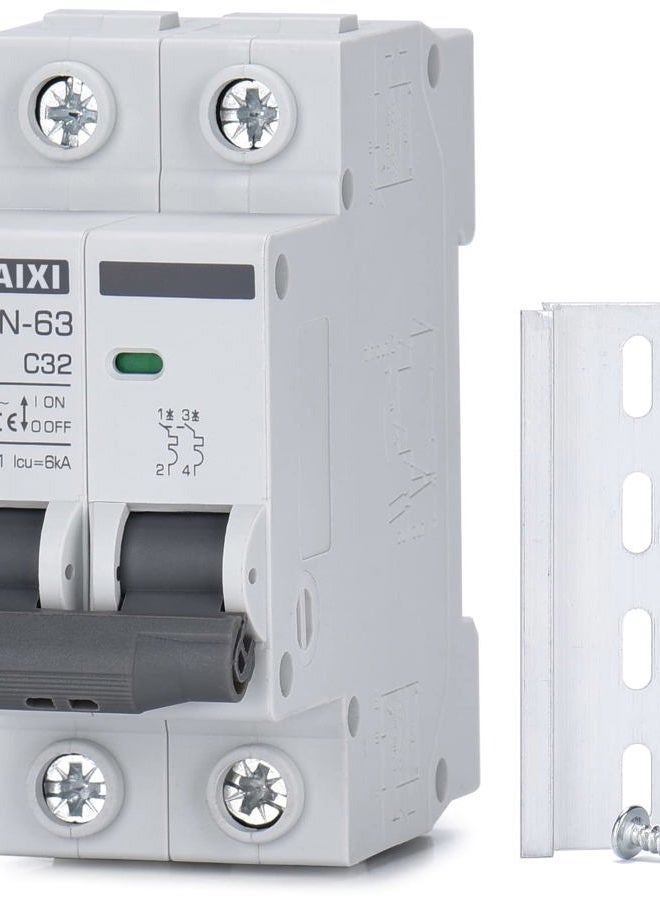 CHTAIXI قاطع الدائرة المصغر AC، 32A 120V/240V، 2 قطب، قاطع دائرة مثبت على سكة DIN، زناد حراري مغناطيسي، مفتاح فصل الطاقة الشمسية Mcb C32 - Image 1