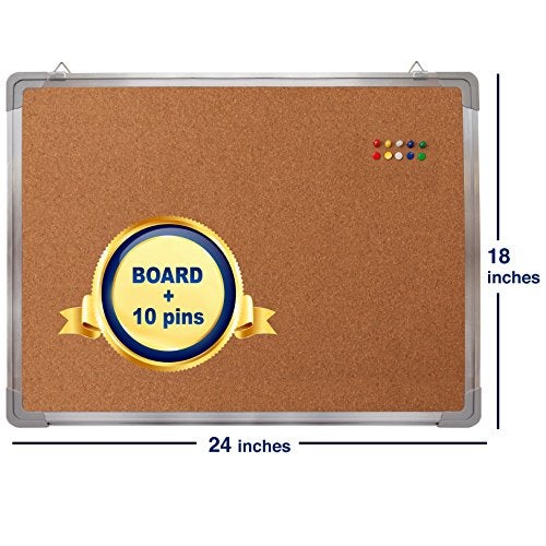 Navy Penguin Cork Board Set for Wall - Bulletin Board Corkboard 24 x 18 in with 10 Thumb Tacks - Wall Hanging Pin Board Message Board Tack Board Organizer for Home, Office, Desk and Cubicle (24x18) - Image 2