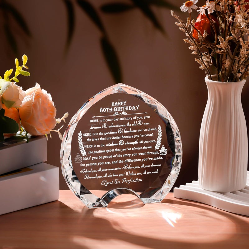 Movdyka 80th Birthday gifts for Women Men - Crystal Heart Gifts Personalized 1966 80 Year Old Present For Her Him - Happy 80th Birthday Ideas For Mom Dad Unique - Image 3
