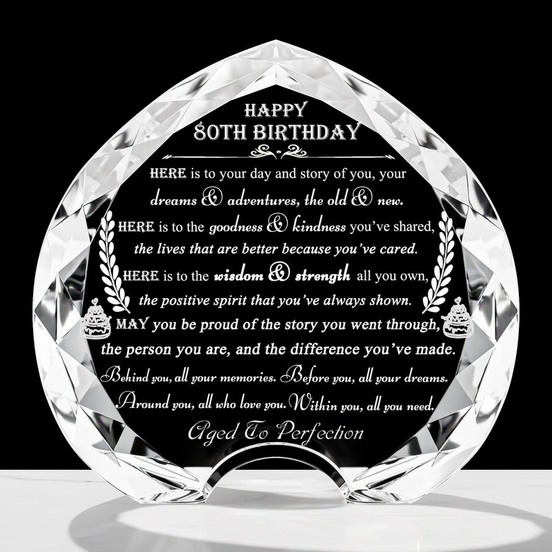 Movdyka 80th Birthday gifts for Women Men - Crystal Heart Gifts Personalized 1966 80 Year Old Present For Her Him - Happy 80th Birthday Ideas For Mom Dad Unique - Image 1