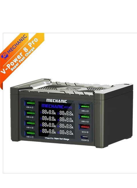 Super Fast Charger MECHANIC V-Power 8PRO 8 Ports 110W High-power for Mobile Phone Ipad Smart Watches LED Wireless Charging