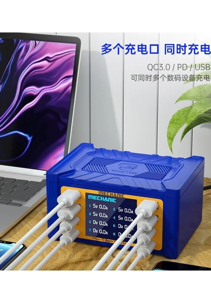 Super Fast Charger MECHANIC V-Power 8PRO 8 Ports 110W High-power for Mobile Phone Ipad Smart Watches LED Wireless Charging