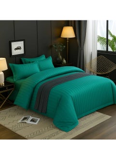 MAXQON 6-Piece Duvet Cover Set – Includes 1 Duvet Cover, 1 Fitted Sheet & 4 Pillowcases – King/Queen/Single Sizes, Color Green  - Image 3