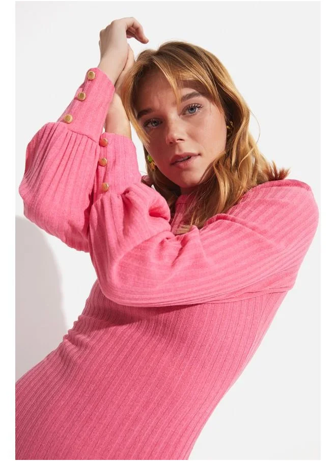 JUNE June Ribbed Dress Pink
