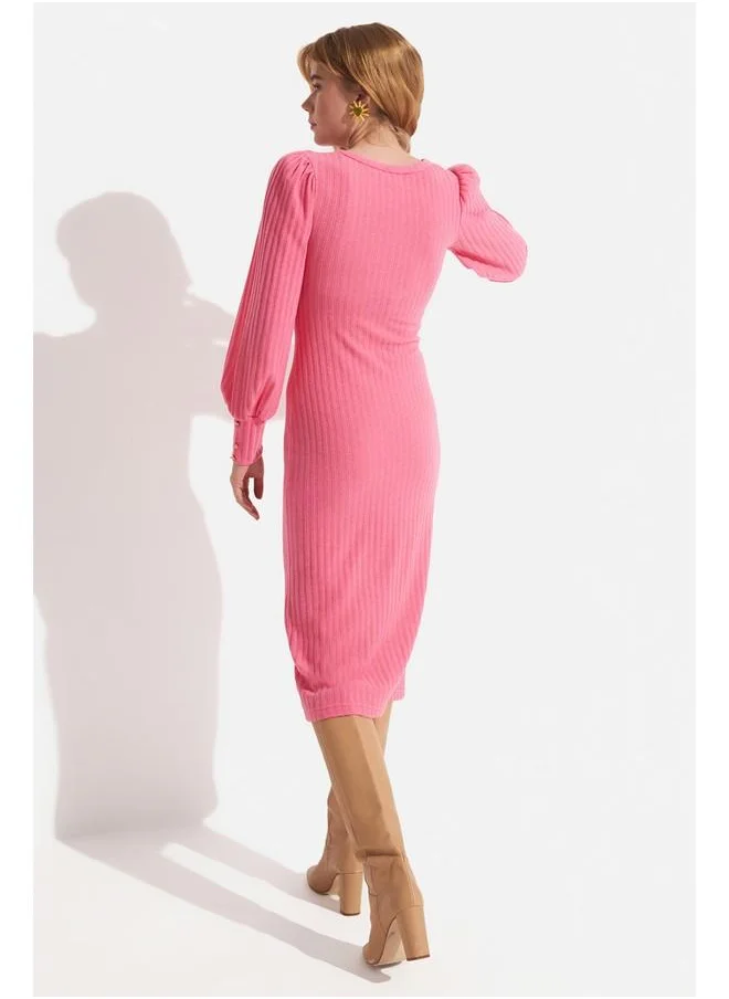 JUNE June Ribbed Dress Pink