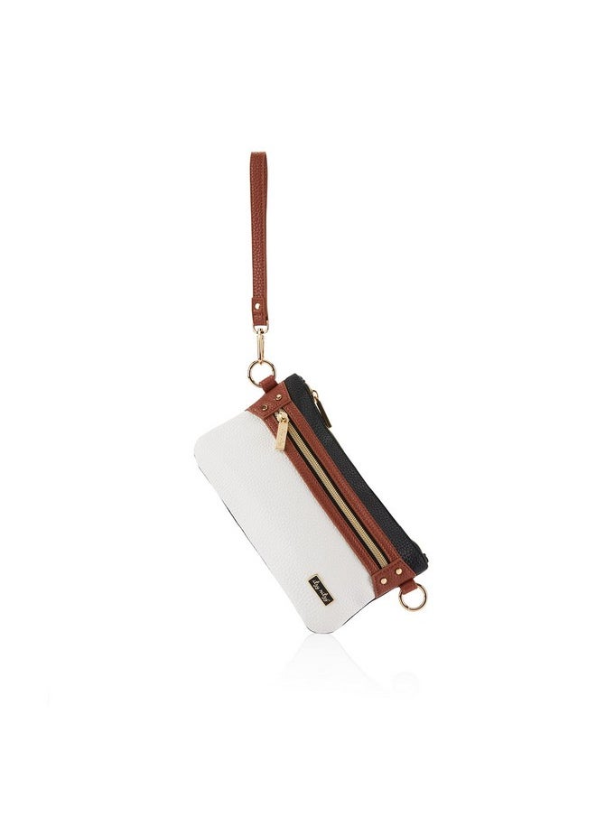 Itzy Ritzy Boss Pouch Wristlet And Belt Bag; Includes Crossbody & Wristlet Strap; Features 6 Card Slots & 2 Zippered Pockets Coffee & Cream  - Image 3