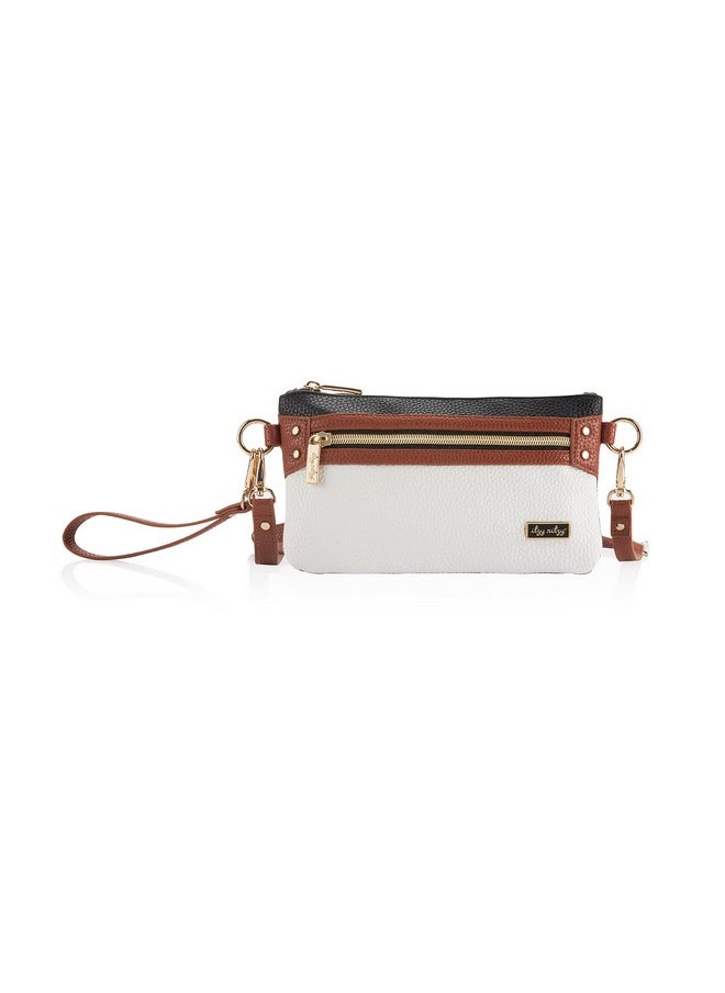 Itzy Ritzy Boss Pouch Wristlet And Belt Bag; Includes Crossbody & Wristlet Strap; Features 6 Card Slots & 2 Zippered Pockets Coffee & Cream  - Image 1