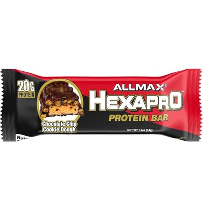 ALLMAX HEXAPRO PROTEIN BAR, Chocolate Chip Cookie Dough - Pack of 12 - High-Protein Energy Snack - 20 g of Protein Per Bar - With Whey Protein Isolate - Image 3