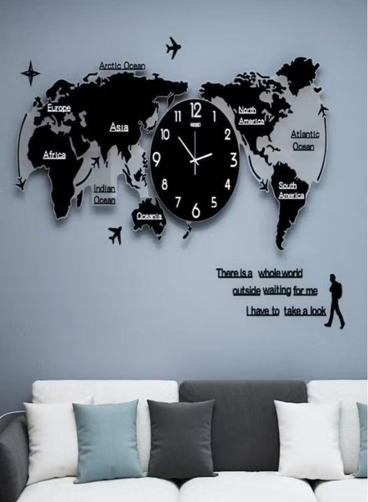 ACLIX DIY 3D World Map Acrylic Wall Clock Wall Decor - Image 1