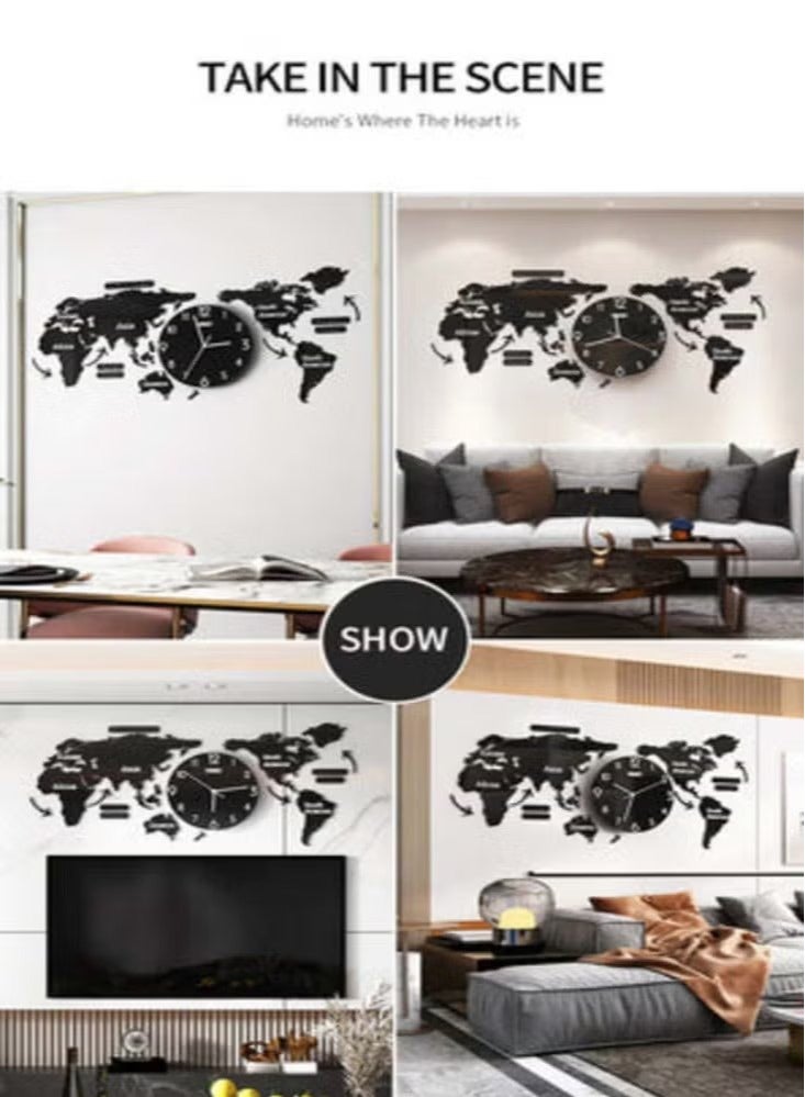 ACLIX DIY 3D World Map Acrylic Wall Clock Wall Decor - Image 2