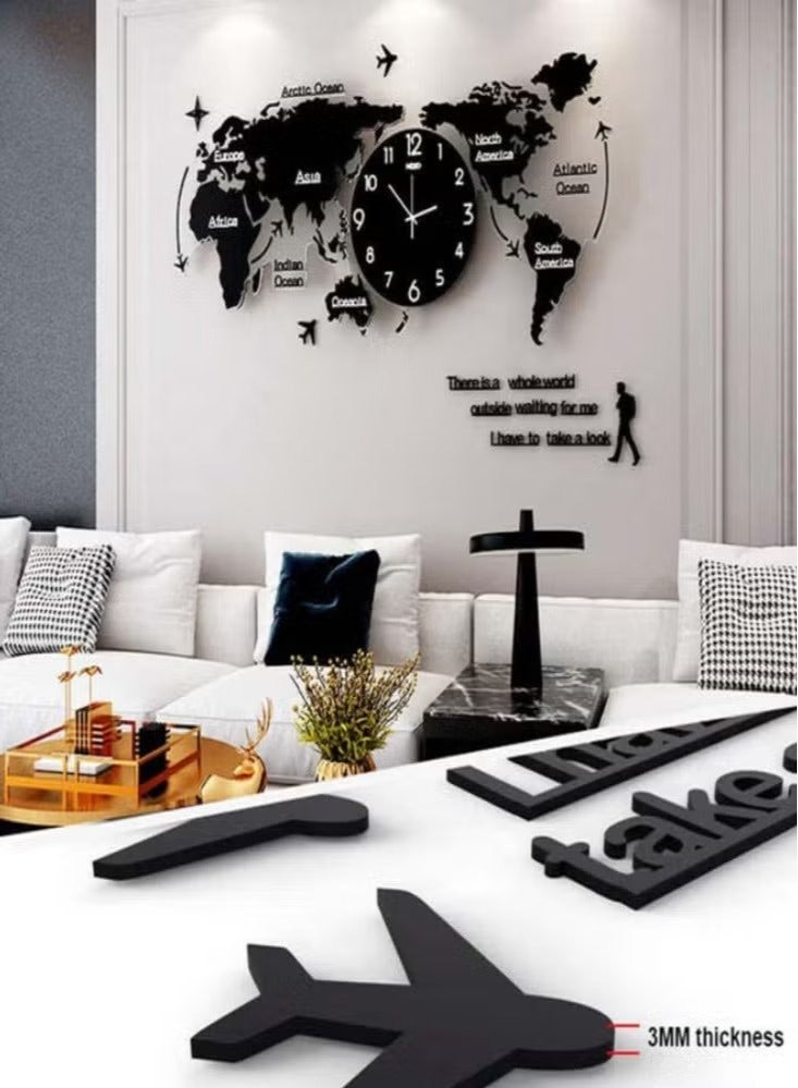 ACLIX DIY 3D World Map Acrylic Wall Clock Wall Decor - Image 3