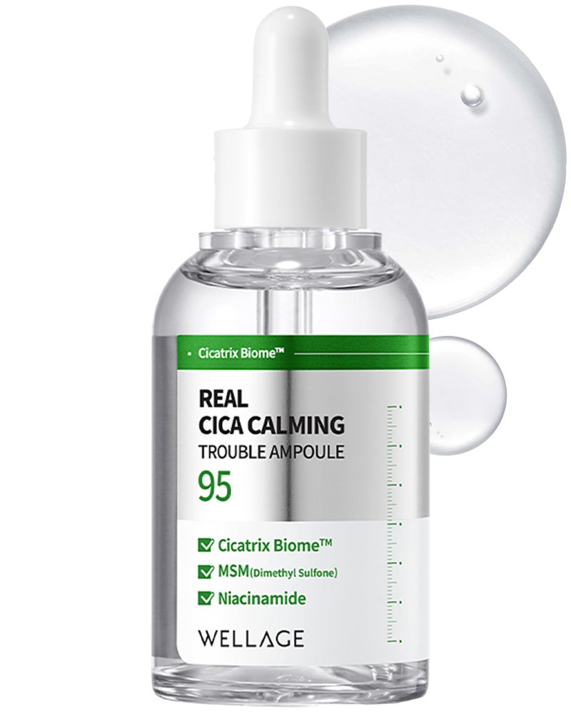 WELLAGE Real Cica Calming 95 Trouble Ampoule for Sensitive and AcneProne Skin  Acne Treatment with Madecassoside and Lactobacillus  Acne Breakout Redness Relief 169 floz