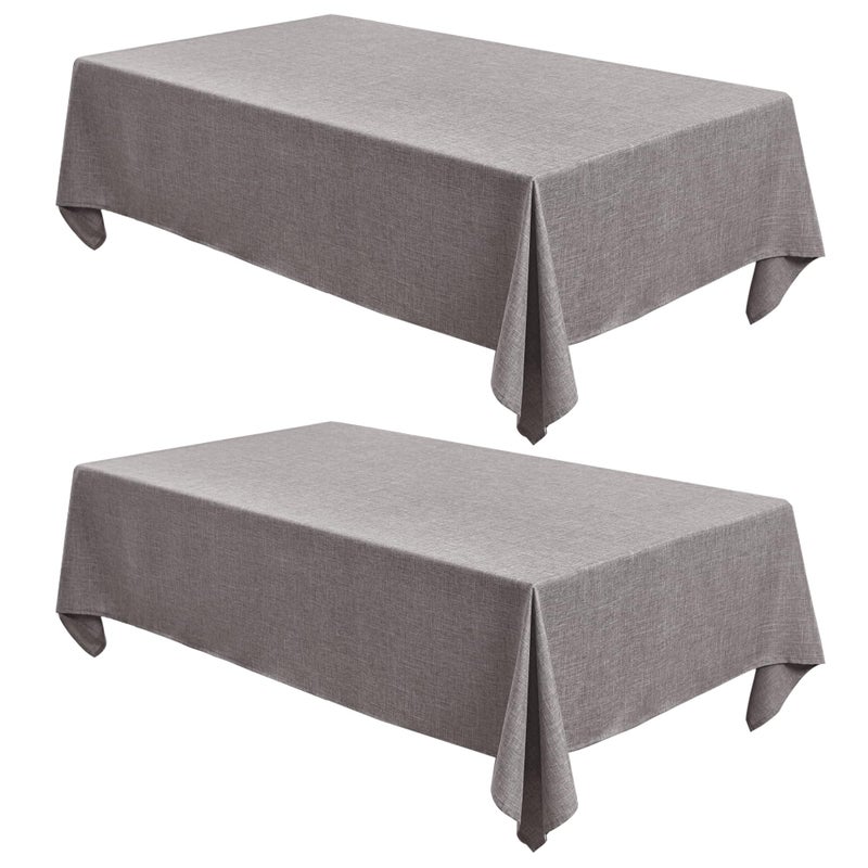 Fitable Faux Linen Tablecloths 60 x 84 Inch  2 Pack Neutral Table Clothes for Rectangle Foot Tables Stone Flax Look Kitchen Table Covers for Farmhouse Dining Party Outdoor Picnic