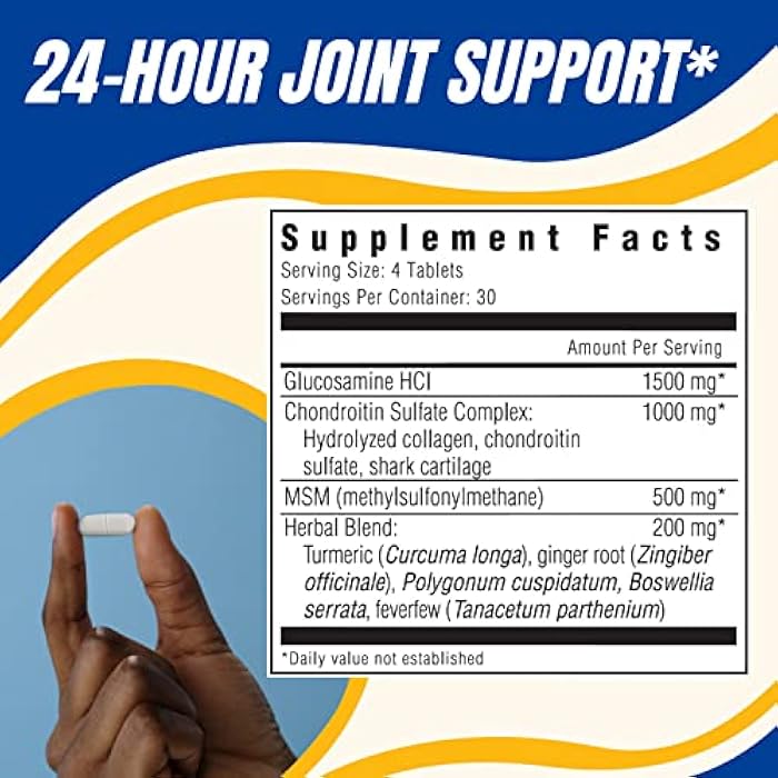 Glucoflex Glucosamine & Chondroitin Sulfate with MSM, 24 Hour Joint Support, Healthy Bones, Supports Healthy Mobility, 30 Servings, 120 Count - Image 2