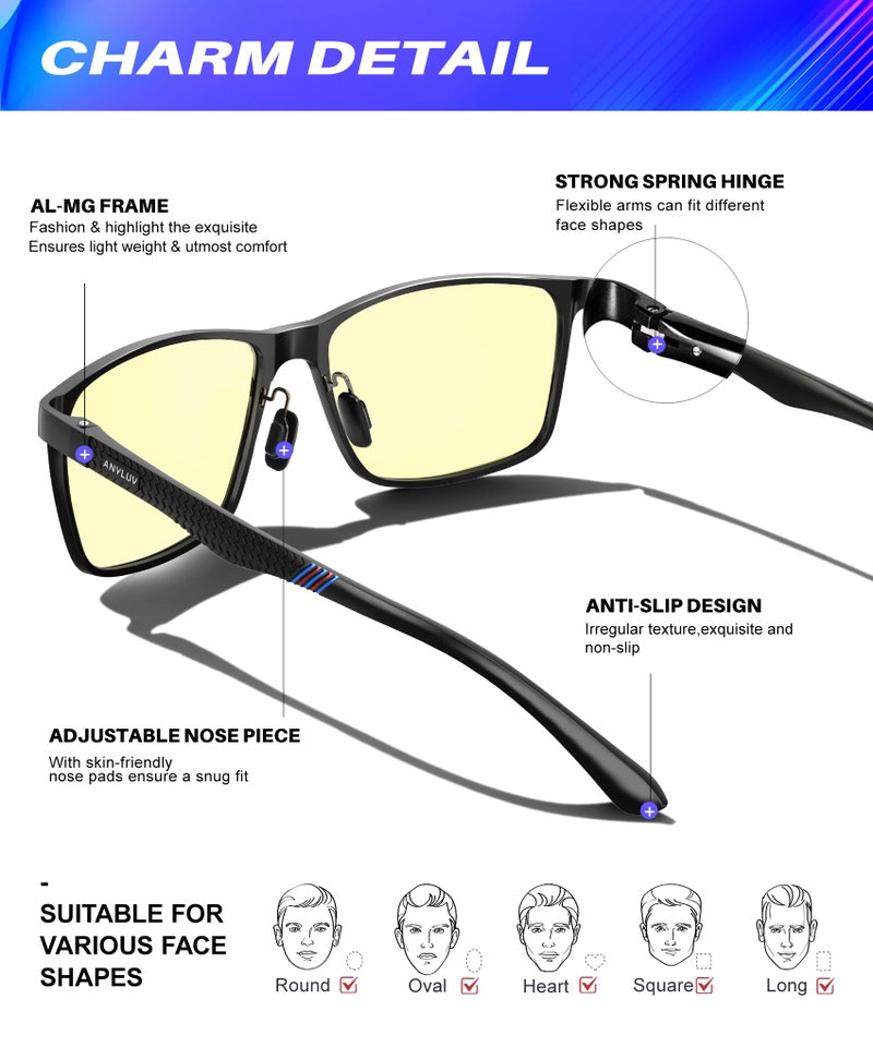 ANYLUV Blue Light Glasses Men/Women, Al-Mg Metal Computer Blue Light Blocking Glasses, Relieve Eyestrain and Eye Protection - Image 3