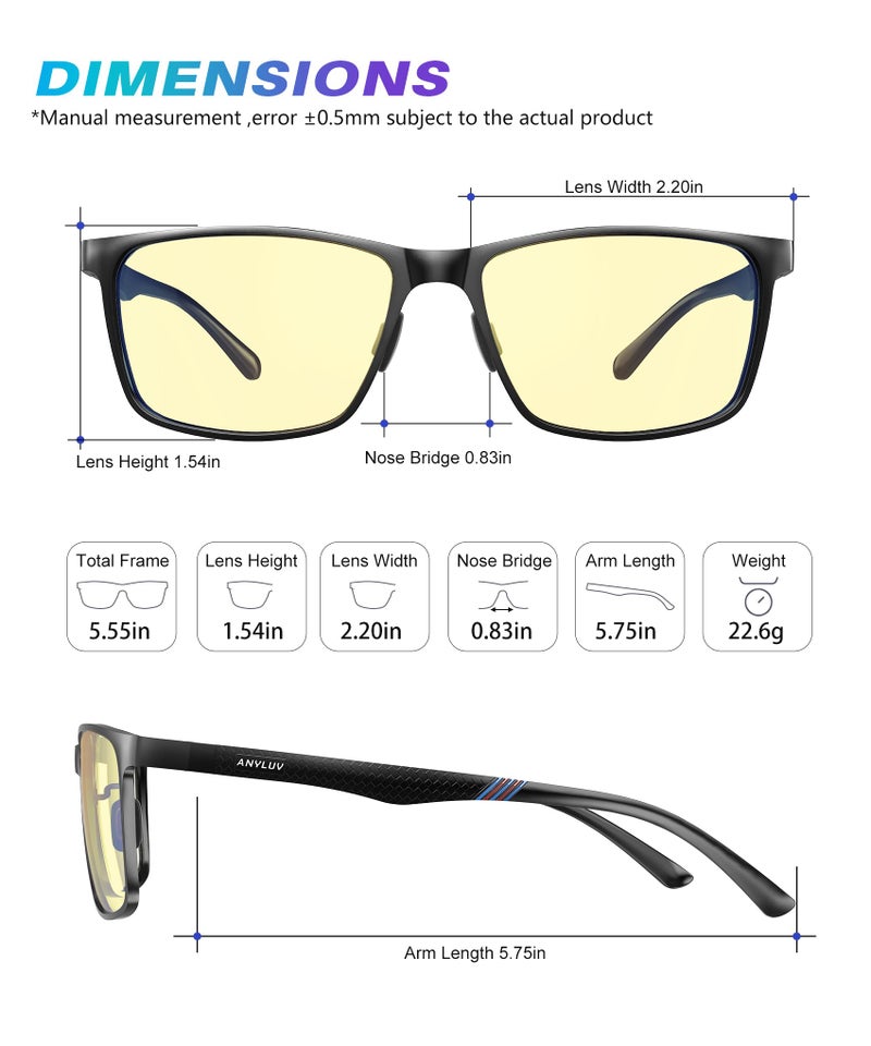 ANYLUV Blue Light Glasses Men/Women, Al-Mg Metal Computer Blue Light Blocking Glasses, Relieve Eyestrain and Eye Protection - Image 4