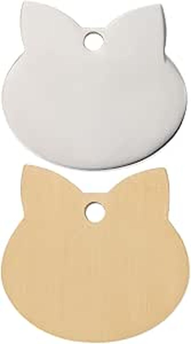 2 Stainless Steel Pet ID Tags Cat Dog Name Plates Large Anti-lost Charms - Image 1