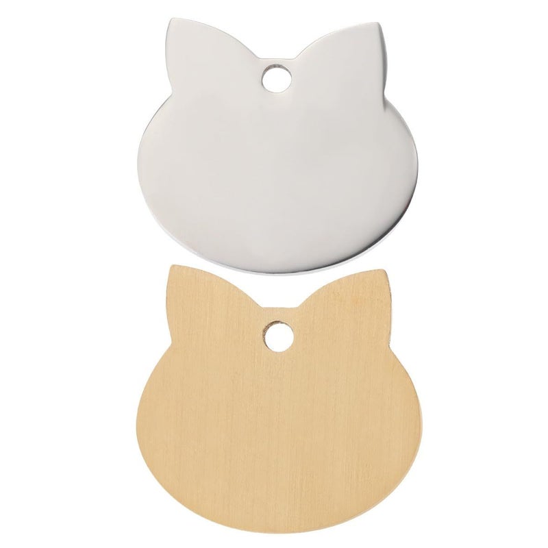 2 Stainless Steel Pet ID Tags Cat Dog Name Plates Large Anti-lost Charms - Image 2