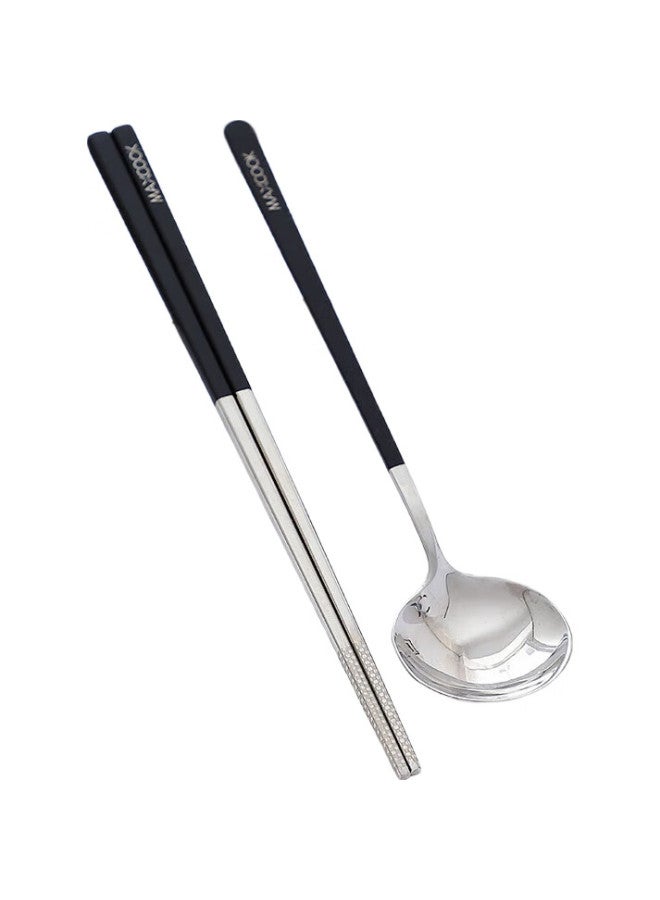 MAX COOK (Maxcook) 304 Stainless Steel Chopsticks And Spoon Cutlery Set, Creative Portable Chopsticks And Spoon Three-Piece Set, Black, Mcgc850 - Image 3