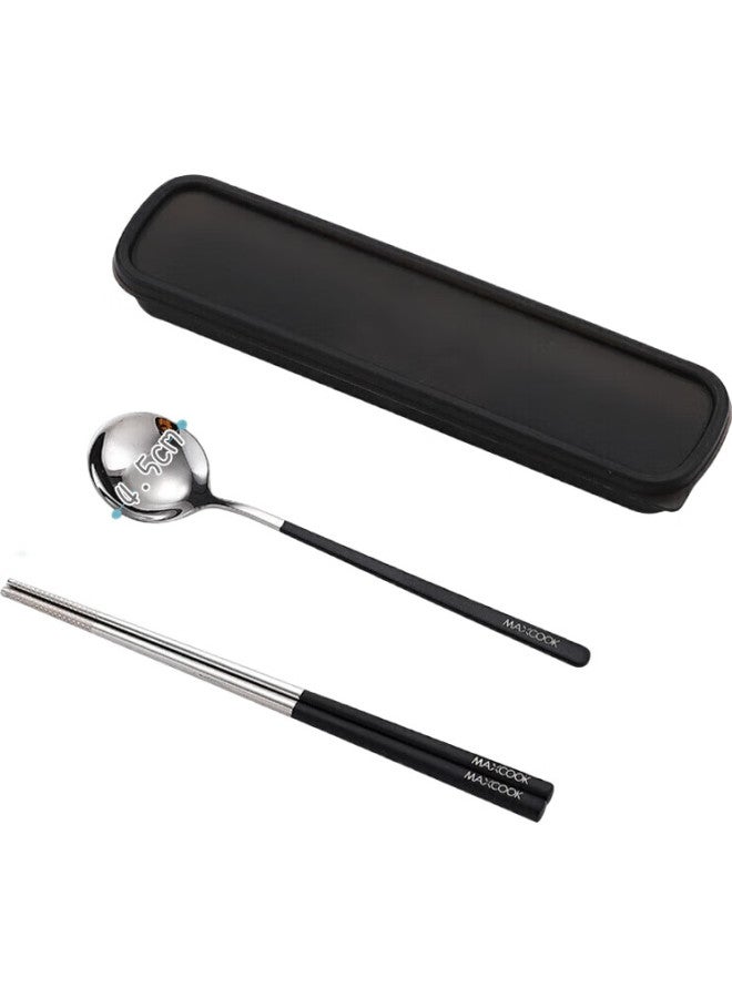 MAX COOK (Maxcook) 304 Stainless Steel Chopsticks And Spoon Cutlery Set, Creative Portable Chopsticks And Spoon Three-Piece Set, Black, Mcgc850 - Image 2