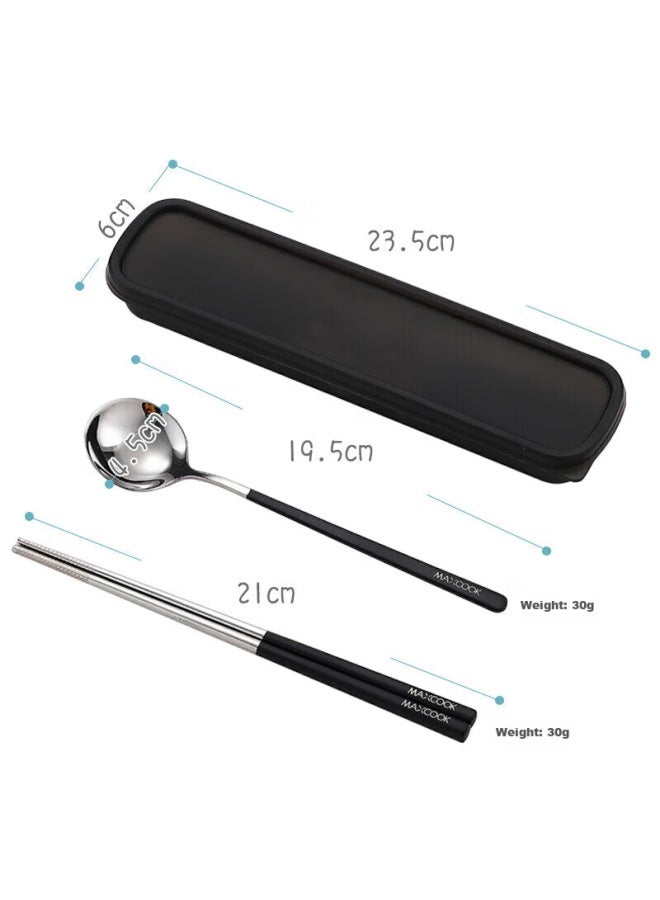 MAX COOK Meichun 304 Stainless Steel Chopsticks And Spoon Cutlery Set, Creative Portable Chopsticks And Spoon Three-piece Set, Black, Mcgc850 - Image 4