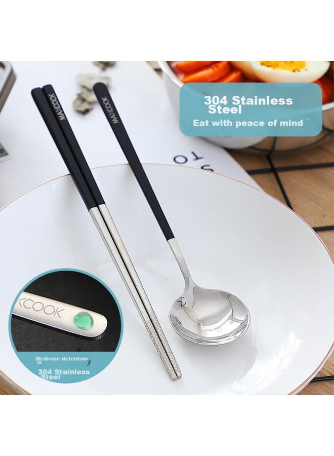 MAX COOK Meichun 304 Stainless Steel Chopsticks And Spoon Cutlery Set, Creative Portable Chopsticks And Spoon Three-piece Set, Black, Mcgc850 - Image 3
