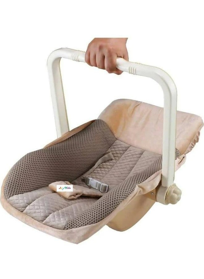 JoyRide DLX Carry Cot & Rocking Chair with Adjustable Handle & Mosquito Net| Large Canopy | 3-Point Safety Lap Belt | Double Cushioned Washable Seats - Image 5
